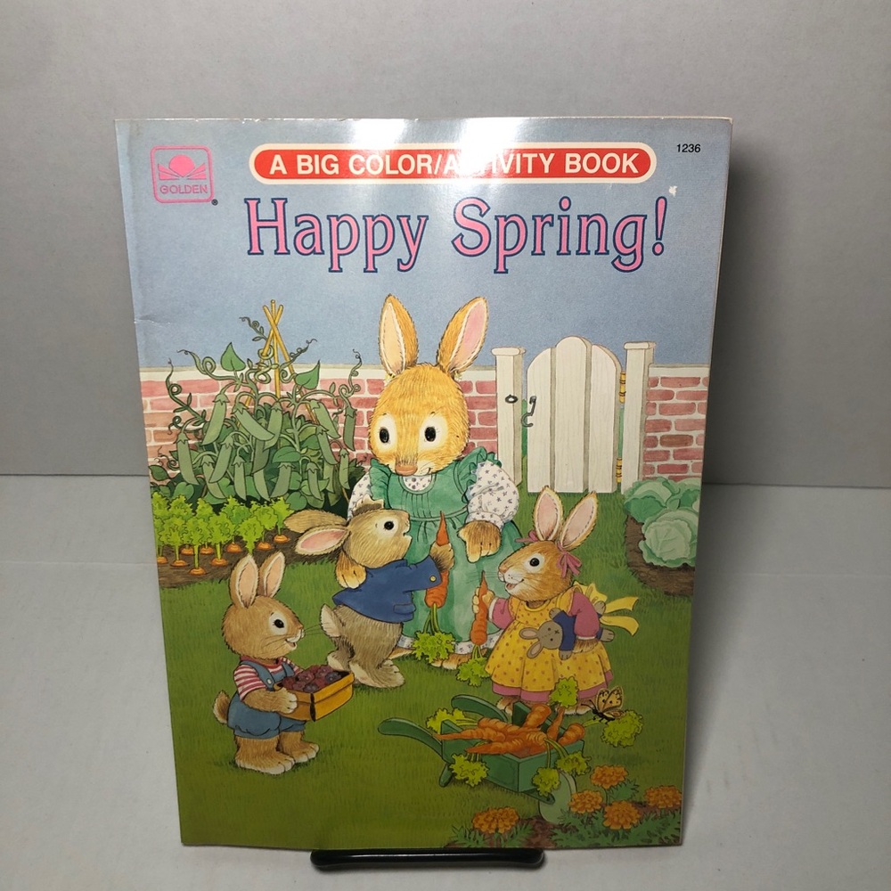 Happy Spring Big Activity Coloring Book 1993 Golden's Books Learning Easter 90's